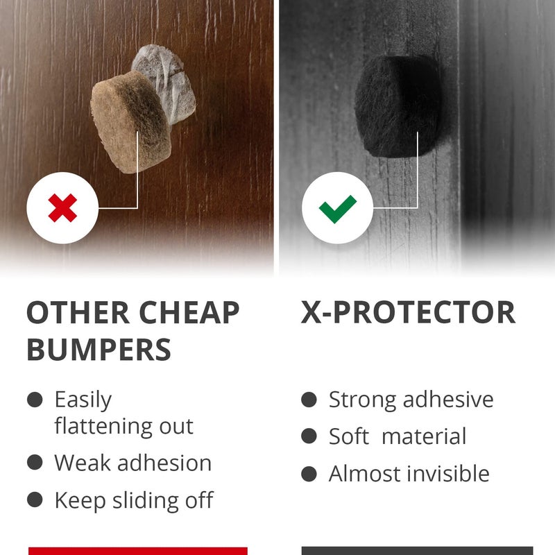 X-Protector Cabinet Door Bumpers 100 PCS – Small Felt Pads 3/8” – Ideal Black Felt Bumpers – Self-Adhesive Thick Felt Dots – Bumper Pads to Protect Glass & Other Surfaces! - Image 5